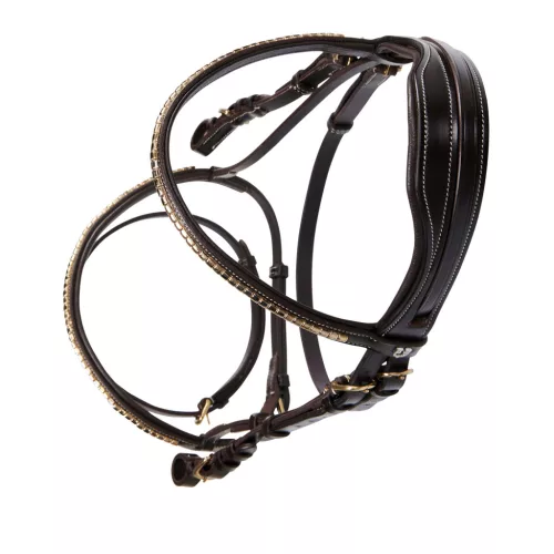 Angol fejtámla klincher bőrből, cob, sötétbarna