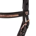Angol bőr kantár rose gold színben, full, sötét barna
