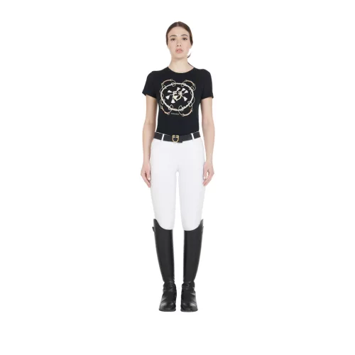 Női slim fit tapadós lovaglónadrág logóval