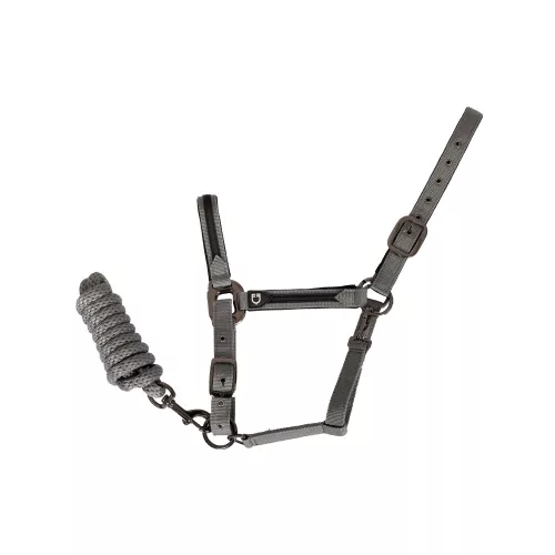 Equestro Durable kötőfék vezetőszárral - szürke, Cob