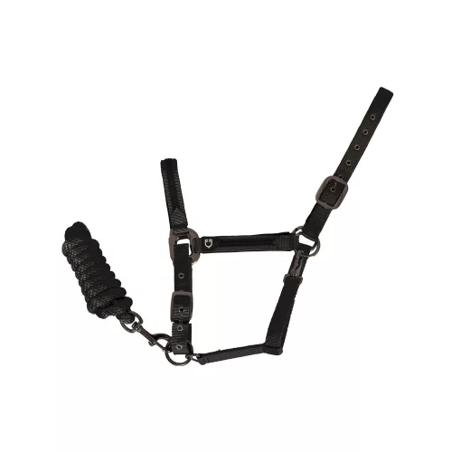 Equestro Durable kötőfék vezetőszárral - fekete, Full