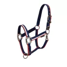 Bélelt kötőfék csattal, pony, navy/piros