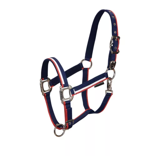 Bélelt kötőfék csattal, pony, navy/piros
