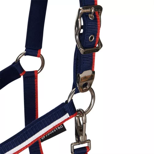 Bélelt kötőfék csattal, pony, navy/piros