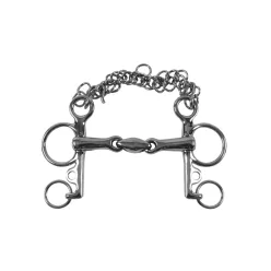 DOUBLE JOINT PELHAM WITH SHORT CHEEKS, 14,5 cm, inox