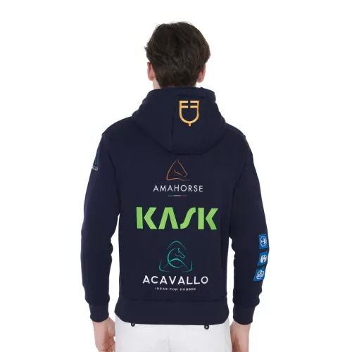 Equestro Férfi multi-logo kapucnis pulóver