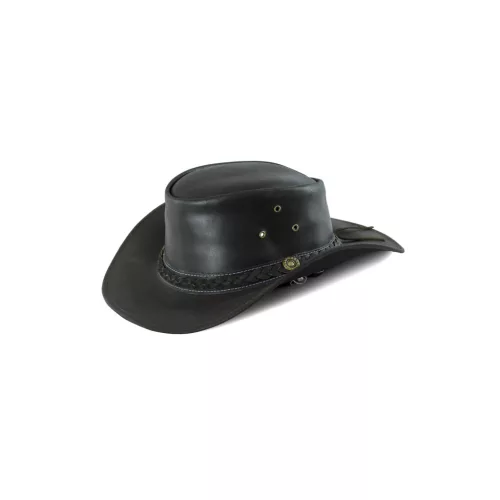 Bőr WESTERN Kalap - Braid, XL, fekete