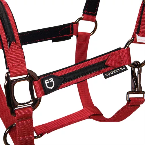 Equestro Durable kötőfék vezetőszárral - piros, Cob