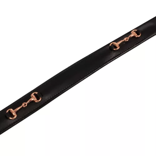 Equestro angol öv rózsaarany zablával, 110 cm, fekete