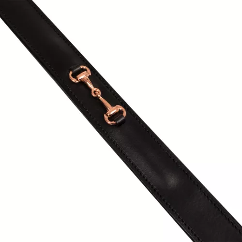 Equestro angol öv rózsaarany zablával, 110 cm, fekete