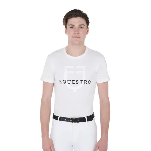 Equestro Férfi slim fit póló logóval a mellrészen