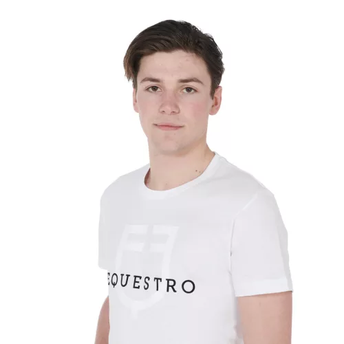 Equestro Férfi slim fit póló logóval a mellrészen