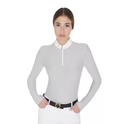   Equestro Technical hosszú ujjú női versenypóló - szürke, M