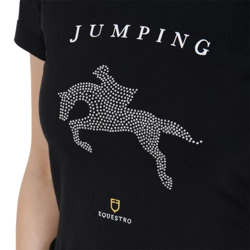 Equestro Női slim fit póló strasszkövekkel