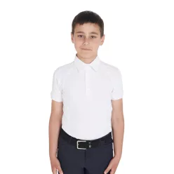 Fiú slim fit versenypóló négy gombbal