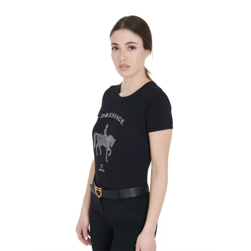Equestro Női slim fit pólóruha díjlovagláshoz strasszal