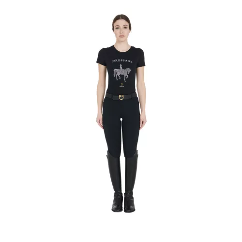 Equestro Női slim fit pólóruha díjlovagláshoz strasszal