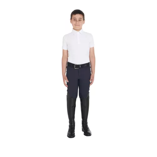 Fiú slim fit versenypóló négy gombbal
