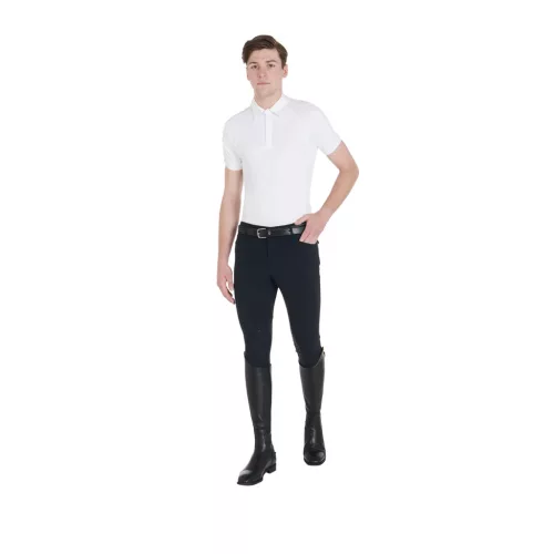 Férfi slim fit versenypóló négy gombbal