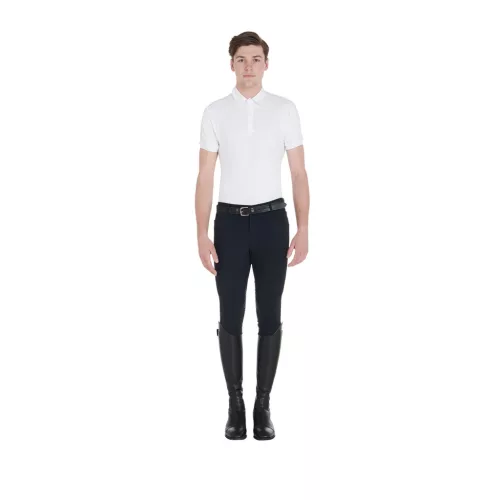 Férfi slim fit versenypóló négy gombbal
