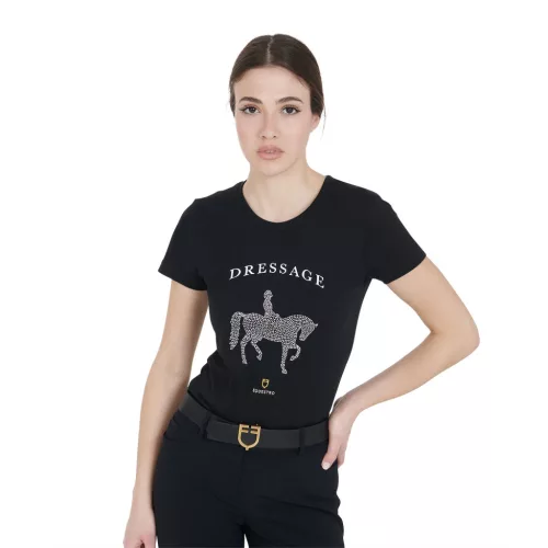 Equestro Női slim fit pólóruha díjlovasoknak strasszal