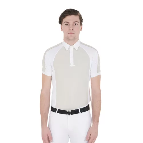Férfi slim fit versenypóló négy gombbal