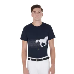 Equestro Férfi slim fit póló versenylóval
