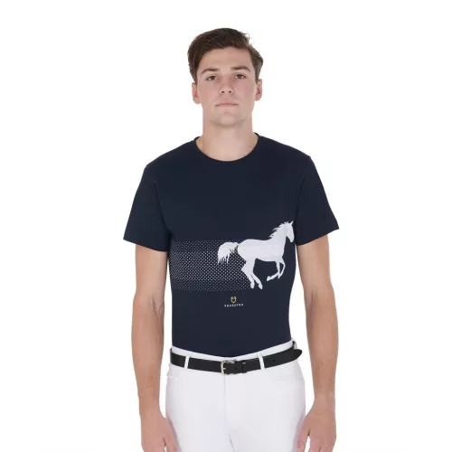 Equestro Férfi slim fit póló versenylóval