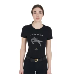 Equestro Női slim fit póló strasszkövekkel