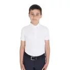 Fiú slim fit versenypóló négy gombbal