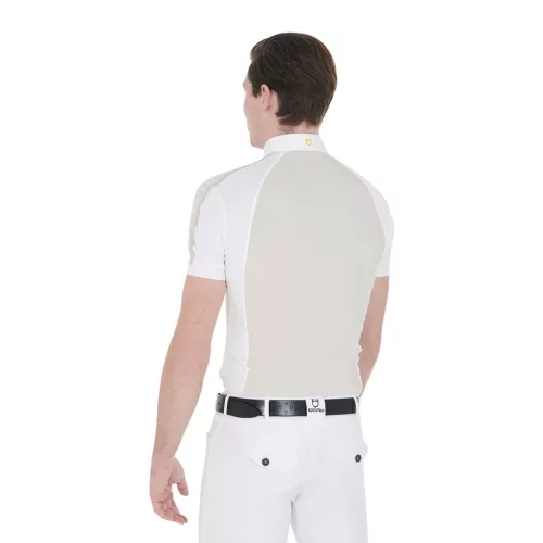 Férfi slim fit versenypóló négy gombbal