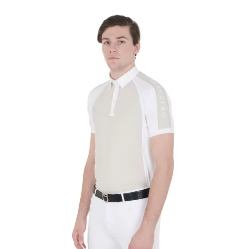 Férfi slim fit versenypóló négy gombbal