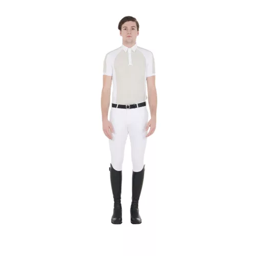 Férfi slim fit versenypóló négy gombbal