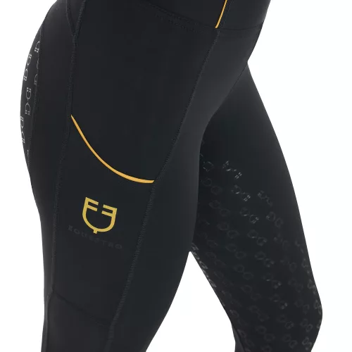 Equestro Slim Fit női teliszilikonos lovaglóleggings - fekete, L