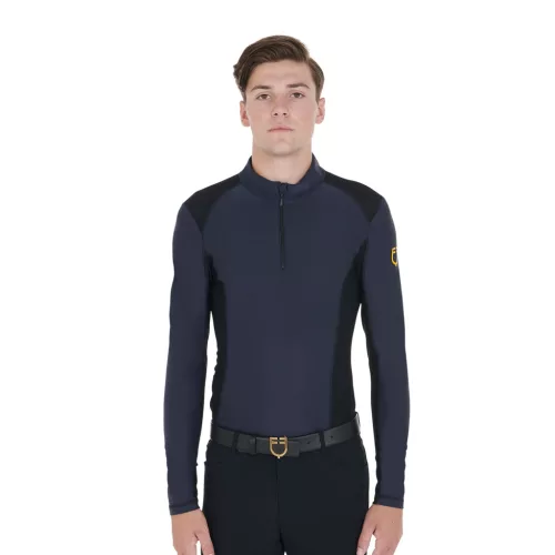 Equestro Férfi slim fit hosszú ujjú edző póló