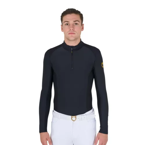 Equestro Férfi slim fit hosszú ujjú edző póló