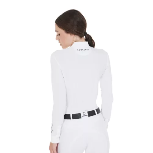 Női slim fit pólógalléros ing ráncolt pamuttal