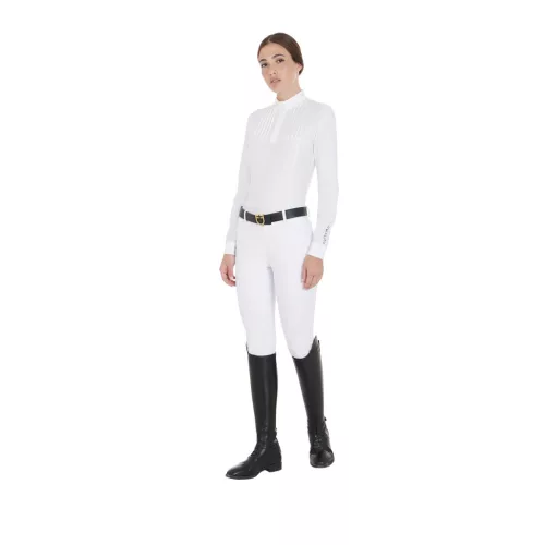 Női slim fit pólógalléros ing ráncolt pamuttal
