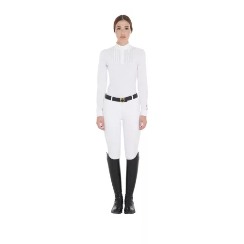 Női slim fit pólógalléros ing ráncolt pamuttal