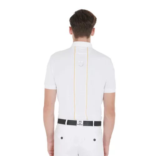 Férfi slim fit póló technikai anyagból, pipával