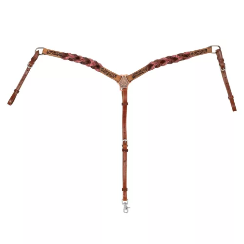 Bőr mellkasi pánt fonott díszekkel