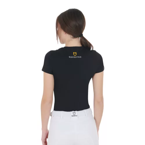 Equestro Női slim fit póló rózsaszín strasszokkal