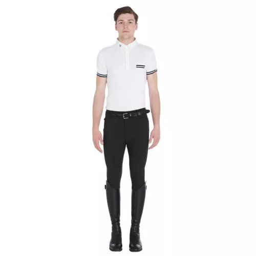 Férfi slim fit markolatú lovaglónadrág logóval