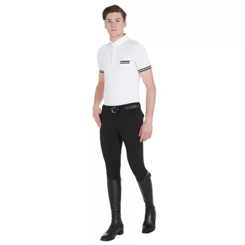 Férfi slim fit markolatú lovaglónadrág logóval