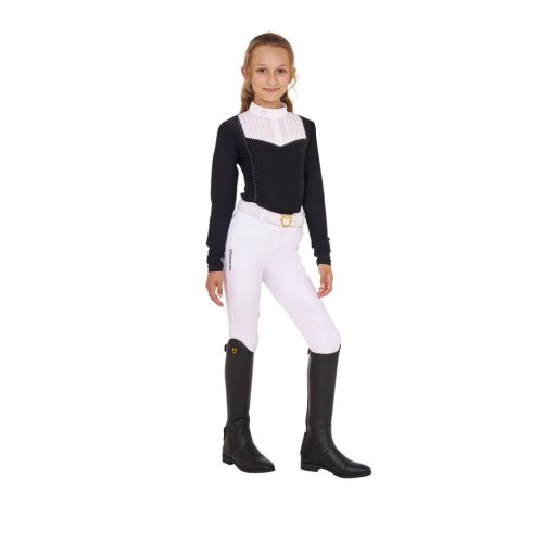 Lány slim fit versenypóló strasszokkal