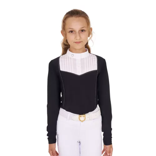 Lányok slim fit versenypóló strasszokkal