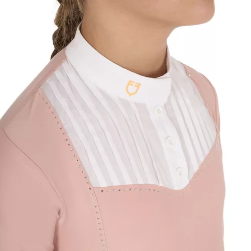 Lányok slim fit versenypóló strasszokkal