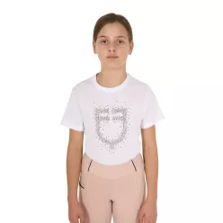 Equestro Lány slim fit póló rózsaszín csillogó logó
