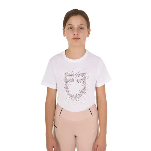 Equestro Lány slim fit póló rózsaszín csillogó logó