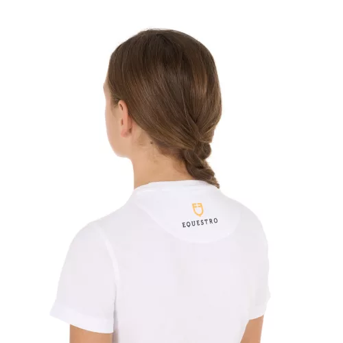 Equestro Lányok slim fit póló rózsaszín csillogó logóval